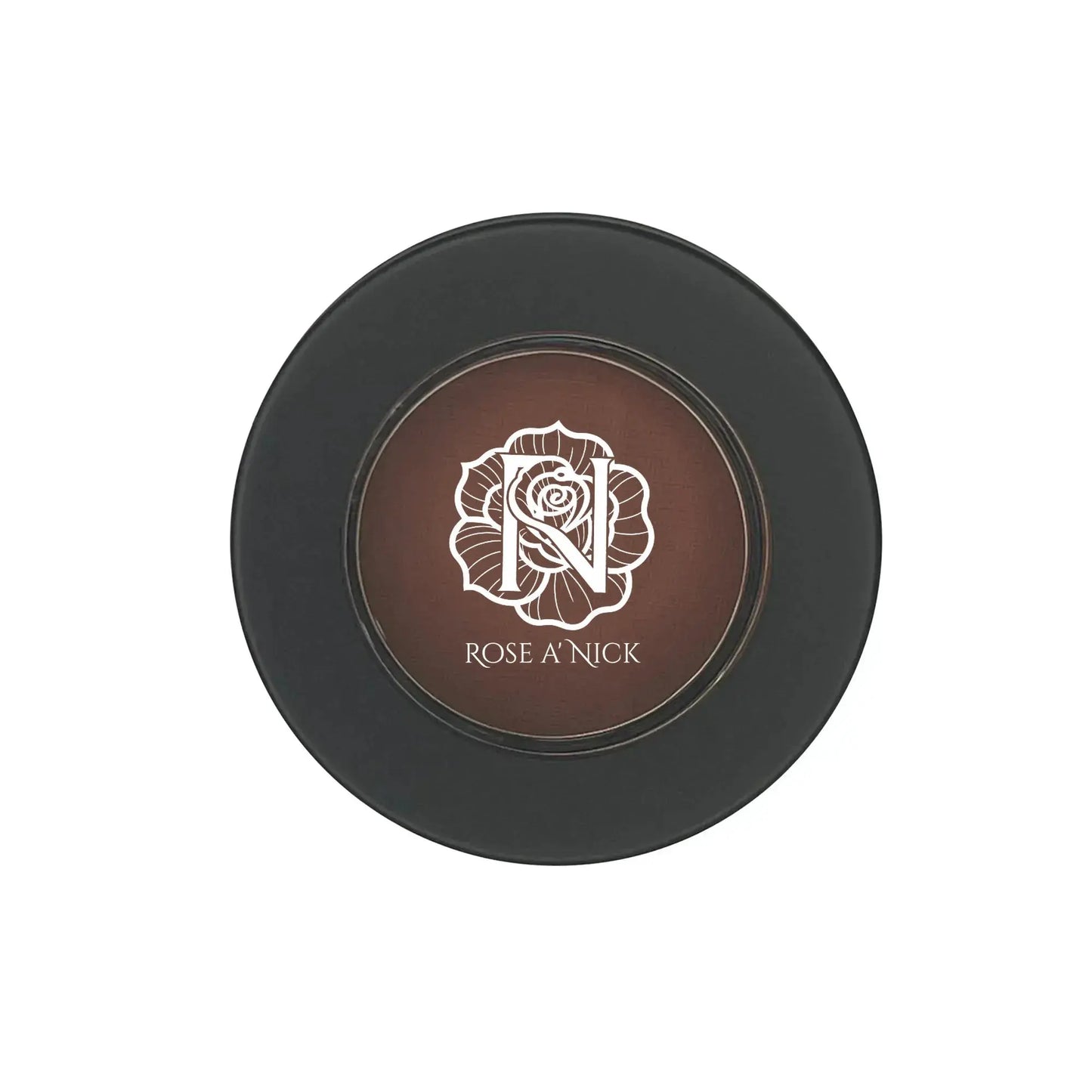 Round makeup compact with 'Rose A'Nick' branding on a white background